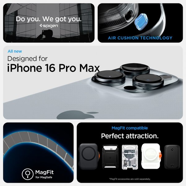 Spigen iPhone 16 Pro Skal Ultra Hybrid Zero One MagFit Natural Titanium