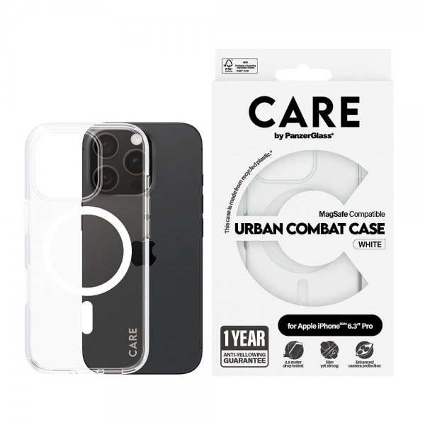 CARE by PanzerGlass iPhone 16 Pro Skal Urban Combat MagSafe Vit