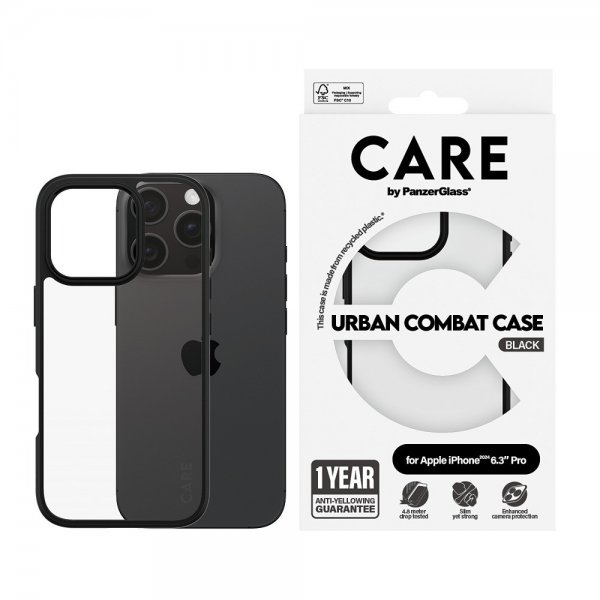 CARE by PanzerGlass iPhone 16 Pro Skal Urban Combat Svart