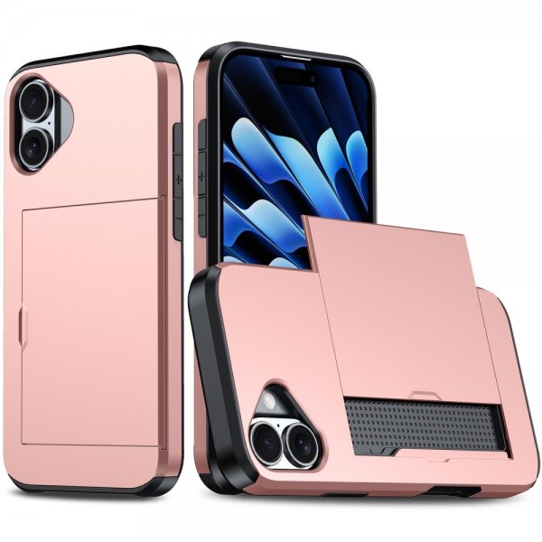 iPhone 16 Skal Card Slide Roseguld