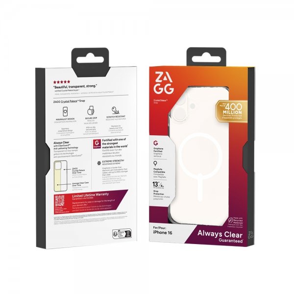 ZAGG iPhone 16 Skal Crystal Palace Snap Transparent