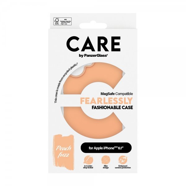 CARE by PanzerGlass iPhone 16 Skal Fashionable MagSafe Peachy