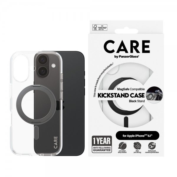 CARE by PanzerGlass iPhone 16 Skal Kickstand MagSafe Svart