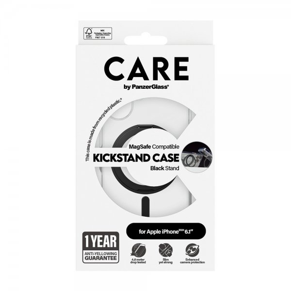 CARE by PanzerGlass iPhone 16 Skal Kickstand MagSafe Svart