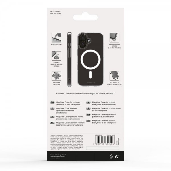 Vivanco iPhone 16 Skal Mag Clear Transparent