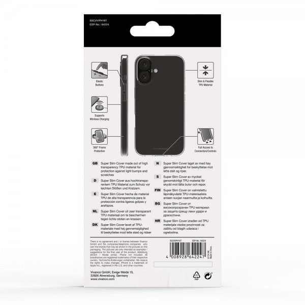 Vivanco iPhone 16 Skal Super Slim Transparent