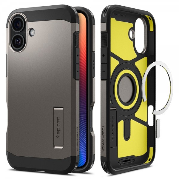 Spigen iPhone 16 Skal Tough Armor MagFit Gunmetal