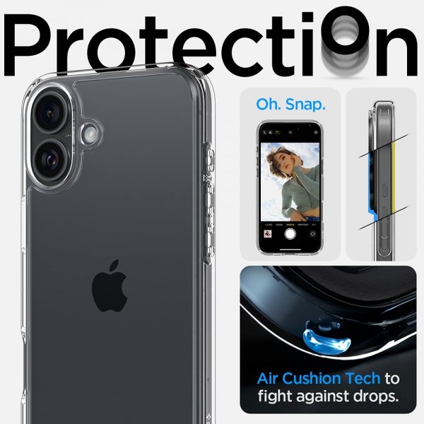 Spigen iPhone 16 Skal Ultra Hybrid Crystal Clear
