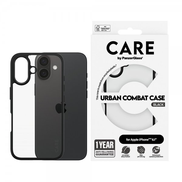 CARE by PanzerGlass iPhone 16 Skal Urban Combat Svart