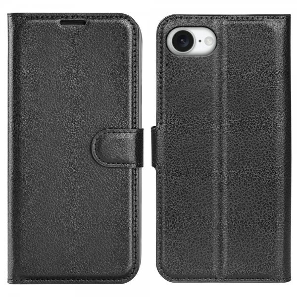 iPhone 16e/17e Fodral Litchi Svart