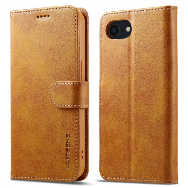 Lc.Imeeke iPhone 16e/17e Fodral med Kortfack Stativfunktion Ljusbrun