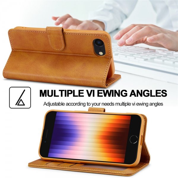 Lc.Imeeke iPhone 16e/17e Fodral med Kortfack Stativfunktion Ljusbrun