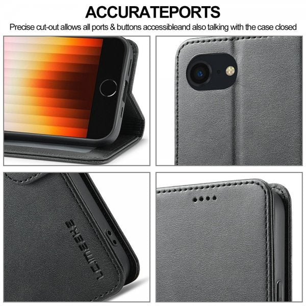 Lc.Imeeke iPhone 16e/17e Fodral med Kortfack Stativfunktion Svart