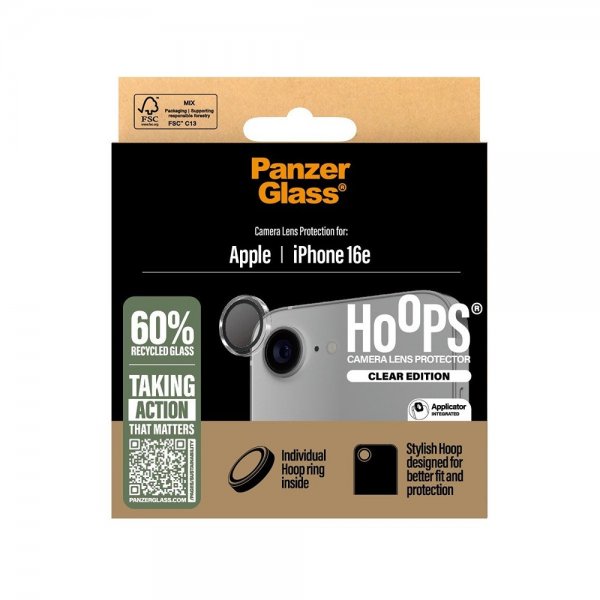 PanzerGlass iPhone 16e/17e Kameraskydd Hoops Transparent
