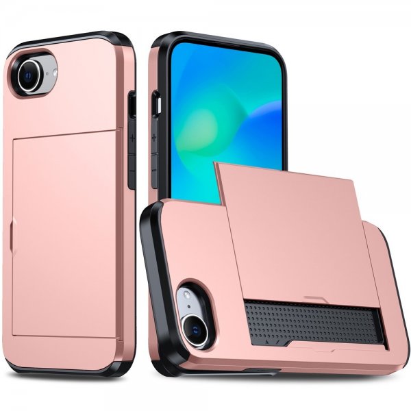 iPhone 16e/17e Skal Card Slide Roseguld