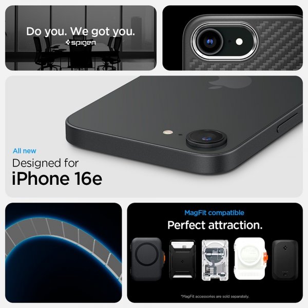 Spigen iPhone 16e/17e Skal Enzo Aramid MagFit Matte Black