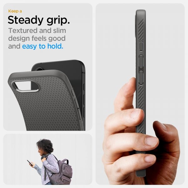 Spigen iPhone 16e/17e Skal Liquid Air Marble Gray