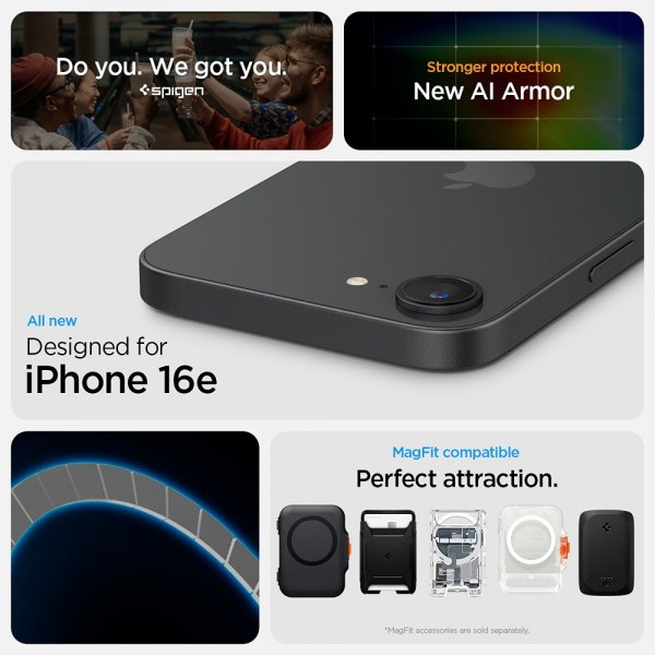 Spigen iPhone 16e/17e Skal Tough Armor MagFit Gunmetal