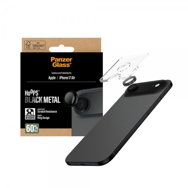 PanzerGlass iPhone Air Kameraskydd Hoops Svart