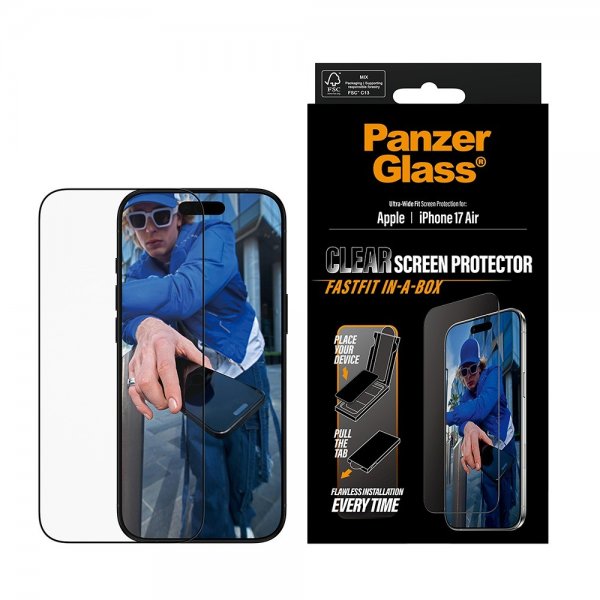 PanzerGlass iPhone Air Skärmskydd Ultra-Wide Fit Clear Fastfit