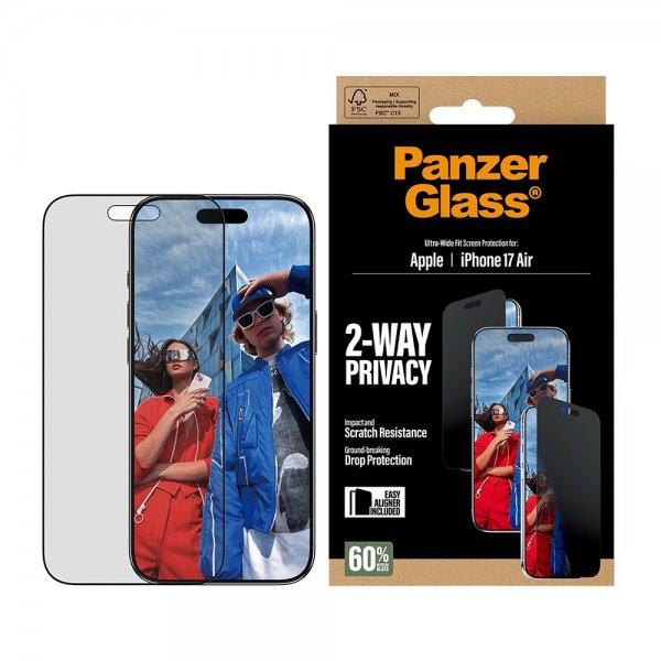 PanzerGlass iPhone Air Skärmskydd Ultra-Wide Fit Privacy EasyAligner
