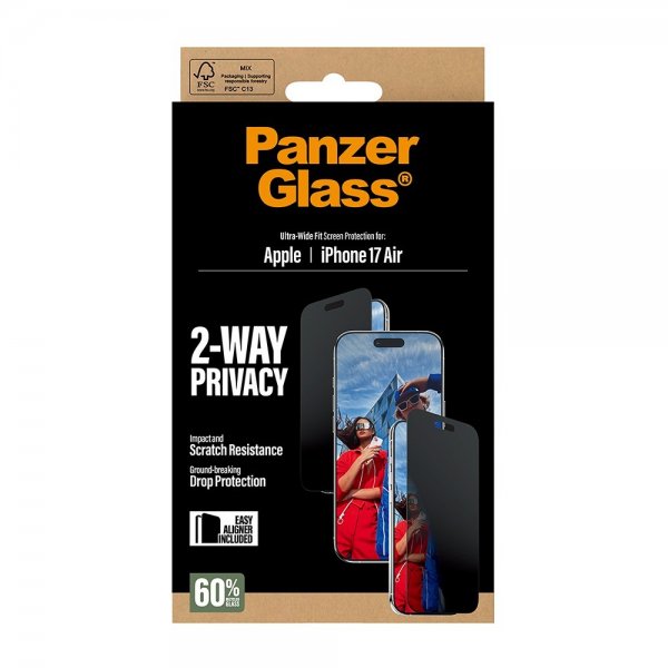 PanzerGlass iPhone Air Skärmskydd Ultra-Wide Fit Privacy EasyAligner