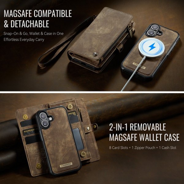 CaseMe iPhone 17 Fodral 008 Series Löstagbart Skal Brun