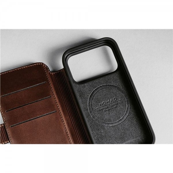Nomad iPhone 17 Pro Fodral Modern Leather Folio Horween Rustic Brown