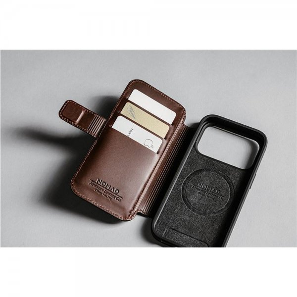 Nomad iPhone 17 Pro Fodral Modern Leather Folio Horween Rustic Brown