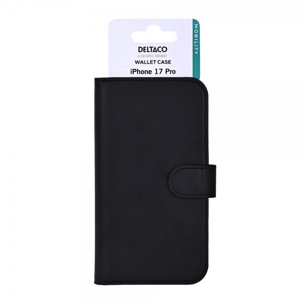 Deltaco iPhone 17 Pro Fodral Plånbok Svart