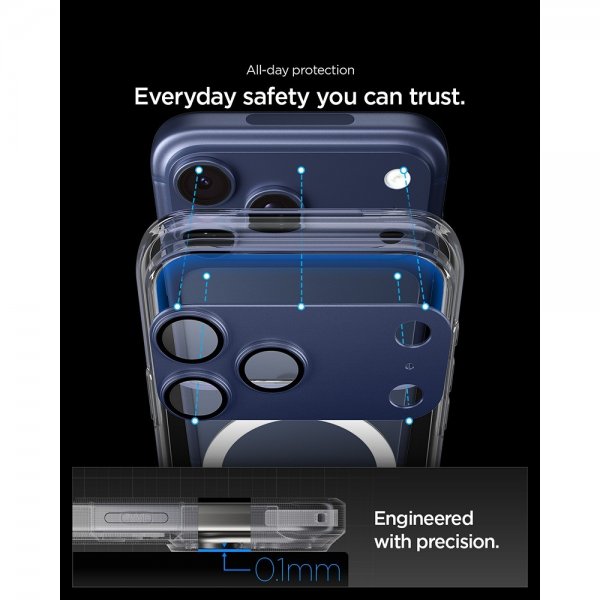 Spigen iPhone 17 Pro Kameraskydd Glas.tR EZ Fit Optik Pro XL Blå