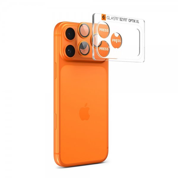 Spigen iPhone 17 Pro Kameraskydd Glas.tR EZ Fit Optik Pro XL Orange