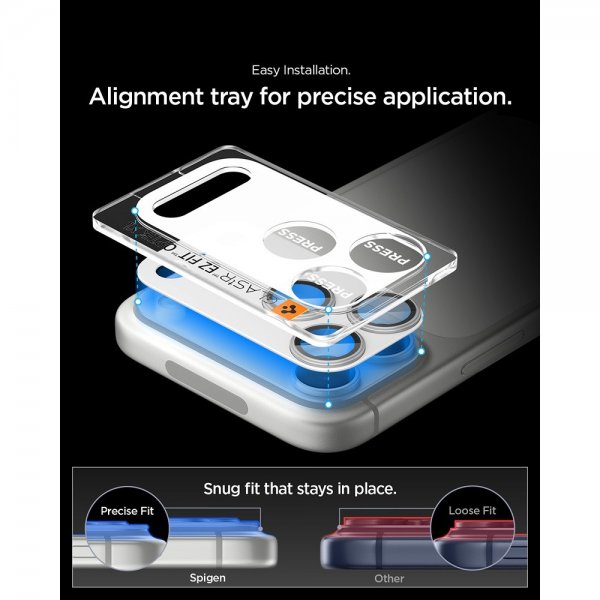 Spigen iPhone 17 Pro Kameraskydd Glas.tR EZ Fit Optik Pro XL Silver