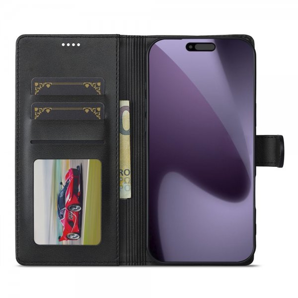 Lc.Imeeke iPhone 17 Pro Max Fodral med Kortfack Stativfunktion Svart