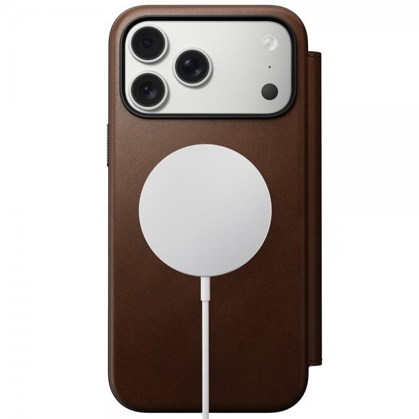 Nomad iPhone 17 Pro Max Fodral Modern Leather Folio Brun