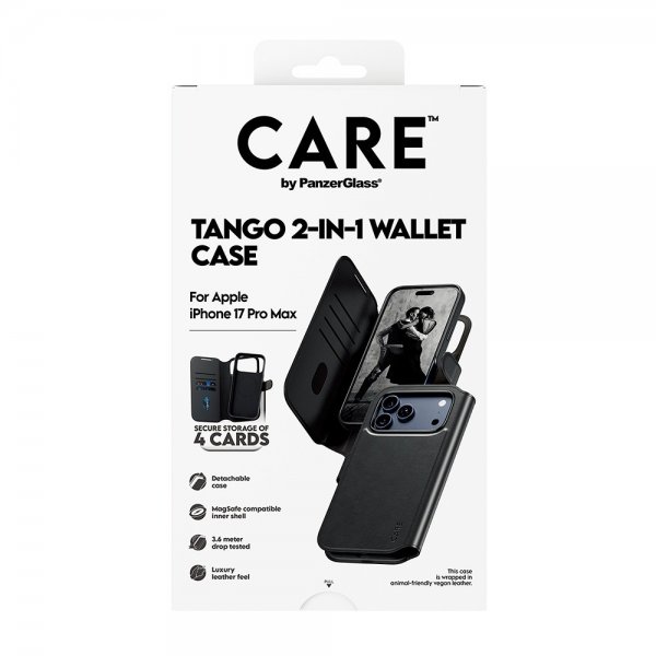 CARE by PanzerGlass iPhone 17 Pro Max Fodral Tango Two-in-One Wallet MagSafe Svart