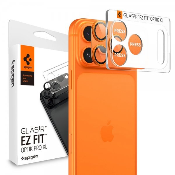 Spigen iPhone 17 Pro Max Kameraskydd Glas.tR EZ Fit Optik Pro XL Orange