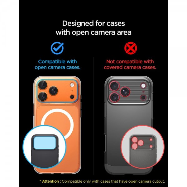 Spigen iPhone 17 Pro Max Kameraskydd Glas.tR EZ Fit Optik Pro XL Orange
