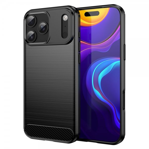 iPhone 17 Pro Max Skal Borstad Kolfibertextur Svart