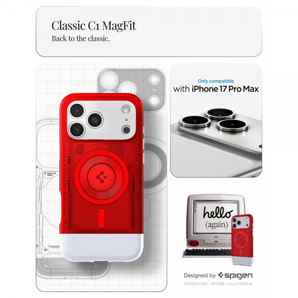 Spigen iPhone 17 Pro Max Skal Classic C1 MagFit Ruby