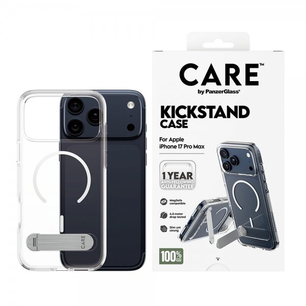 CARE by PanzerGlass iPhone 17 Pro Max Skal Kickstand MagSafe Transparent