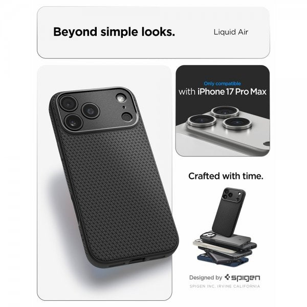 Spigen iPhone 17 Pro Max Skal Liquid Air Matte Black