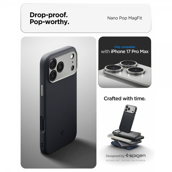 Spigen iPhone 17 Pro Max Skal Nano Pop MagFit Black Sesame