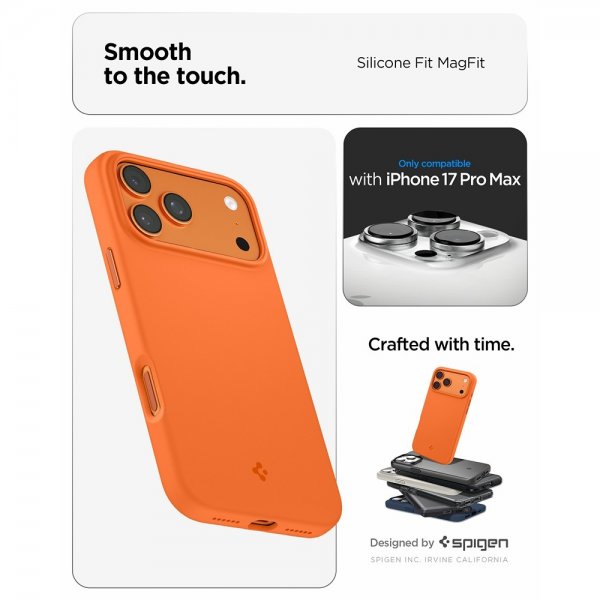 Spigen iPhone 17 Pro Max Skal Silicone Fit MagFit Cosmic Orange