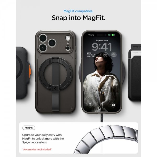 Spigen iPhone 17 Pro Max Skal Thin Fit MagFit Gunmetal