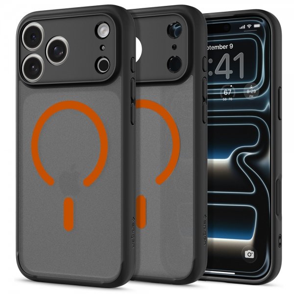 Spigen iPhone 17 Pro Max Skal Ultra Hybrid MagFit Frost Black Orange