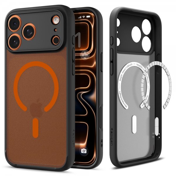 Spigen iPhone 17 Pro Max Skal Ultra Hybrid MagFit Frost Black Orange