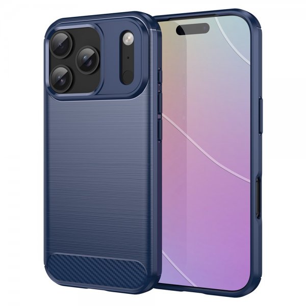 iPhone 17 Pro Skal Borstad Kolfibertextur Blå