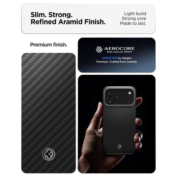 Spigen iPhone 17 Pro Skal Enzo Aramid T MagFit Svart Silver