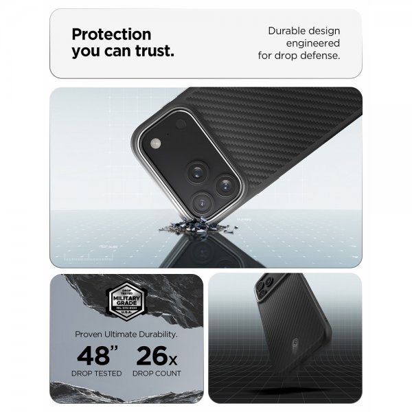 Spigen iPhone 17 Pro Skal Enzo Aramid T MagFit Svart Silver